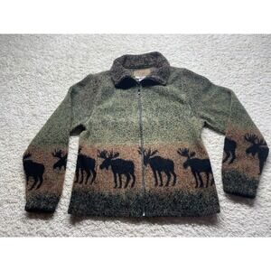 Bear Ridge Outfitters Women's Moose Zip Fleece Jacket Wool  USA Size Medium